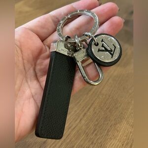 LOUIS VUITTON Neo LV Club Keychain Black Taiga Leather